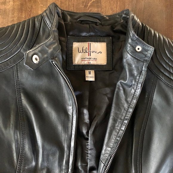 Wilsons Leather Black Moto Jacket - Picture 2 of 5